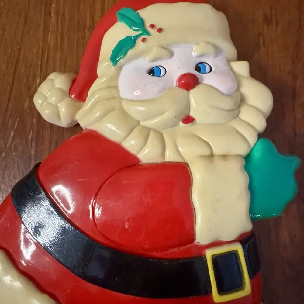 Vintage Christmas Santa Mrs Claus Plastic Light Covers Yard Stakes Set of 3